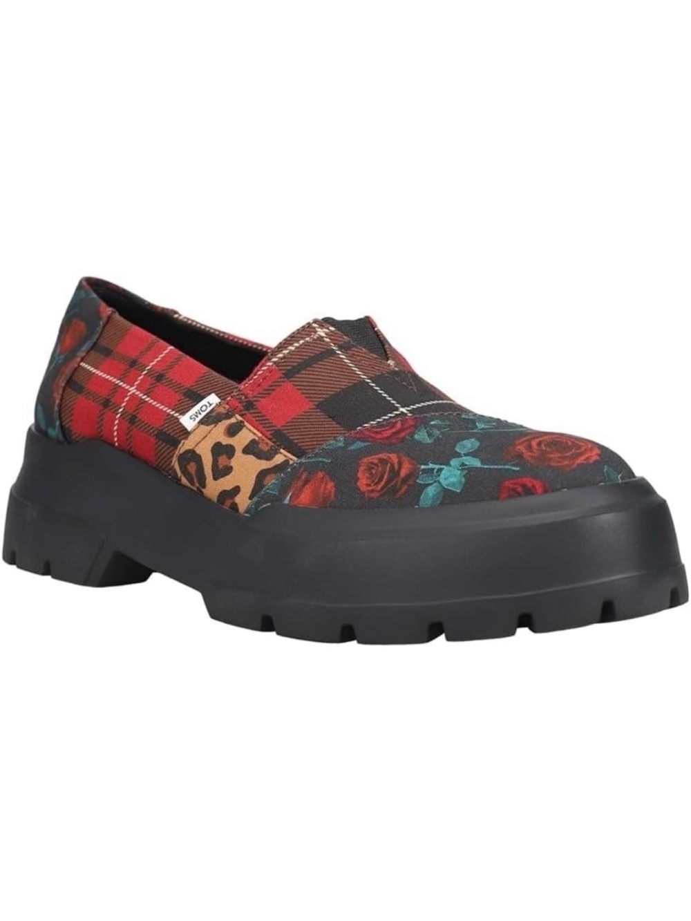 Toms Low Lava Multi Tartan Patchwork Chunky Heel Y2K Loafer 7.5